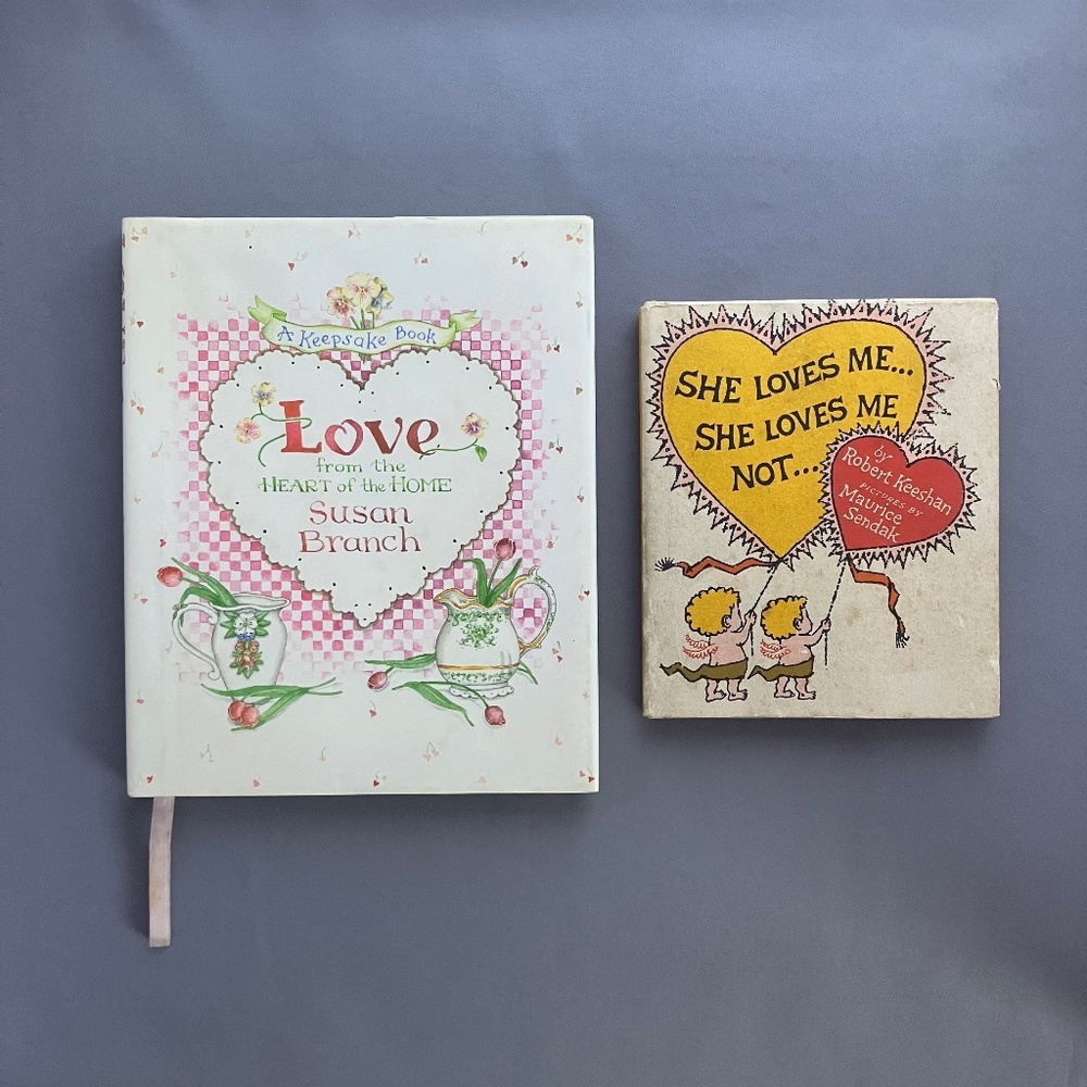 Set of 2 Love themed hardcover books, Neat Romantic Shower gift, VG condition